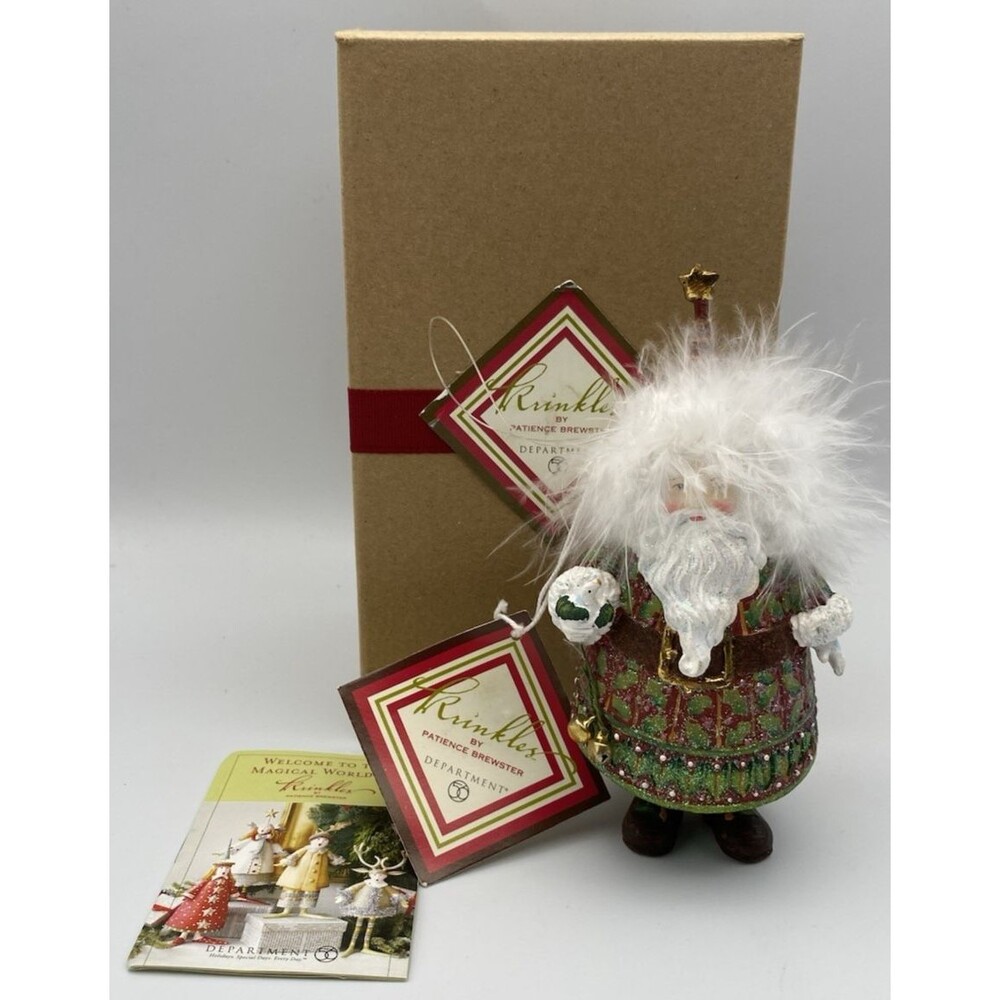 Dept 56 Patience Brewster Christmas Krinkles Dash Away Santa Ornament 5" 35990